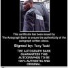 Tony Todd Certificate of Authenticity from The Autograph Bank