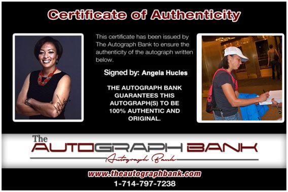 Olympic soccer Angela Hucles Certificate of Authenticity from The Autograph Bank