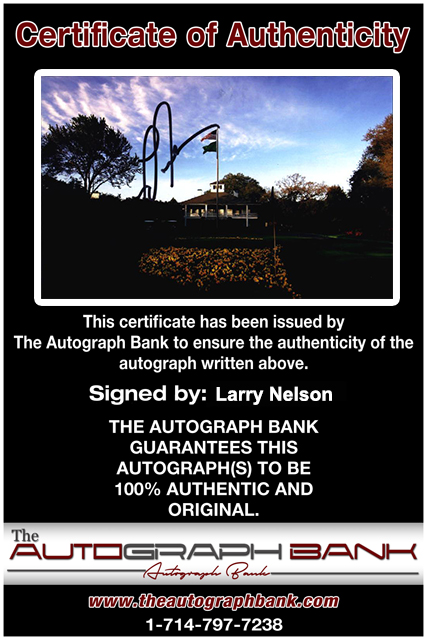 PGA golfer Larry Nelson Certificate of Authenticity from The Autograph Bank