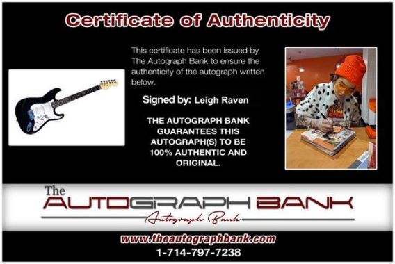 Leigh Raven certificate of authenticity from The Autograph Bank