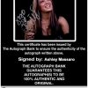Ashley Massaro Certificate of Authenticity from The Autograph Bank