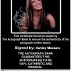 Ashley Massaro Certificate of Authenticity from The Autograph Bank