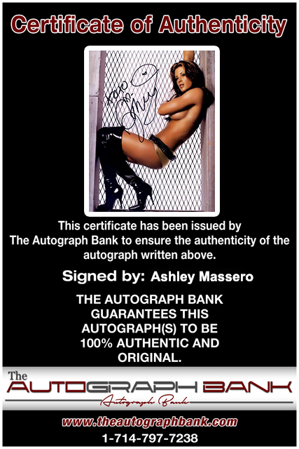 Ashley Massero Certificate of Authenticity from The Autograph Bank