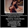 Candice Michelle Certificate of Authenticity from The Autograph Bank