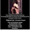 Christian Keyes Certificate of Authenticity from The Autograph Bank