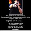 Ryder Lee Certificate of Authenticity from The Autograph Bank
